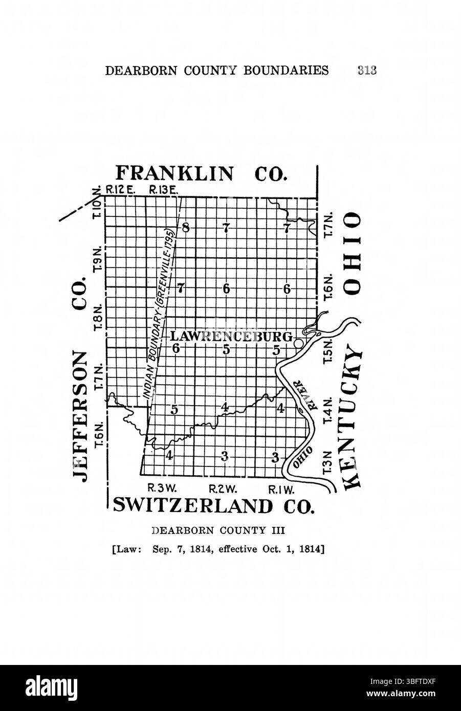 Pagina 329 di *Indiana Boundaries* (1967), ristampata dall'Indiana Historical Bureau, offre ulteriori esplorazioni nei confini dello stato con riferimenti bibliografici e indice per la ricerca. Foto Stock