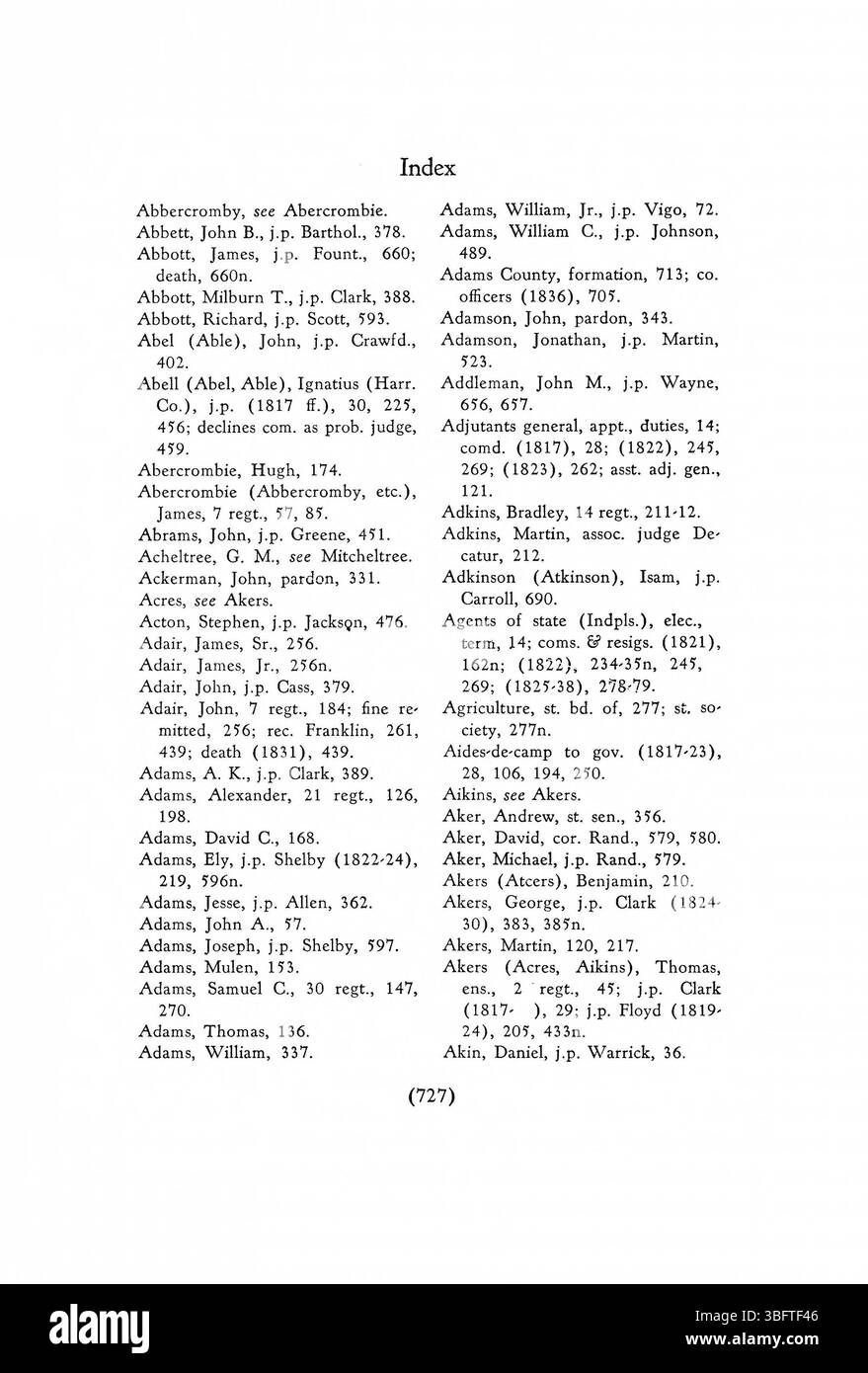 Pagina 739 di *1816-1836 atti esecutivi dello Stato dell'Indiana* fornisce ulteriori approfondimenti sulle prime decisioni politiche ed esecutive dello Stato, con documenti chiave del primo periodo amministrativo dell'Indiana. Foto Stock