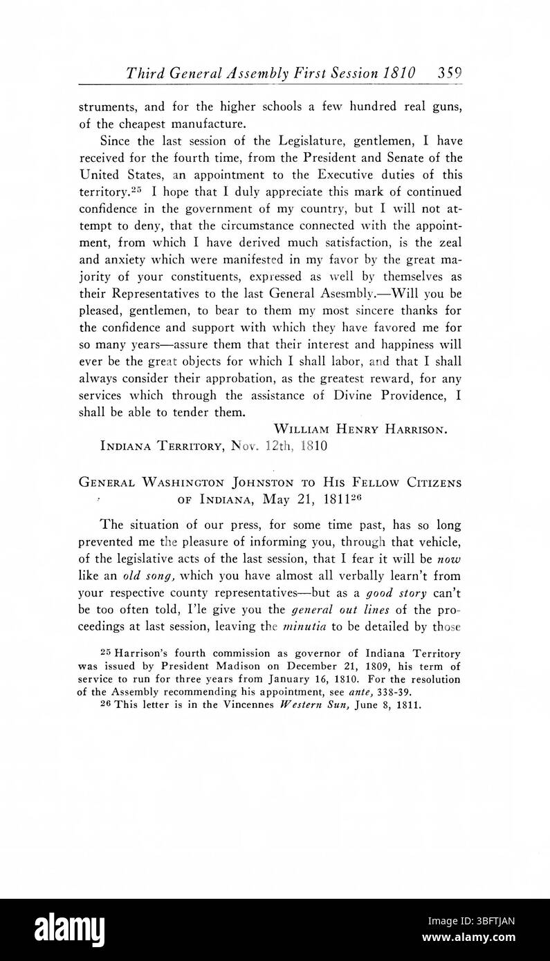 Pagina 369 dei 1805-1815 periodici dell'Assemblea generale del territorio dell'Indiana. Questa sezione evidenzia il lavoro legislativo in corso, compresi dibattiti e decisioni sulle leggi durante l'era territoriale dell'Indiana. Foto Stock