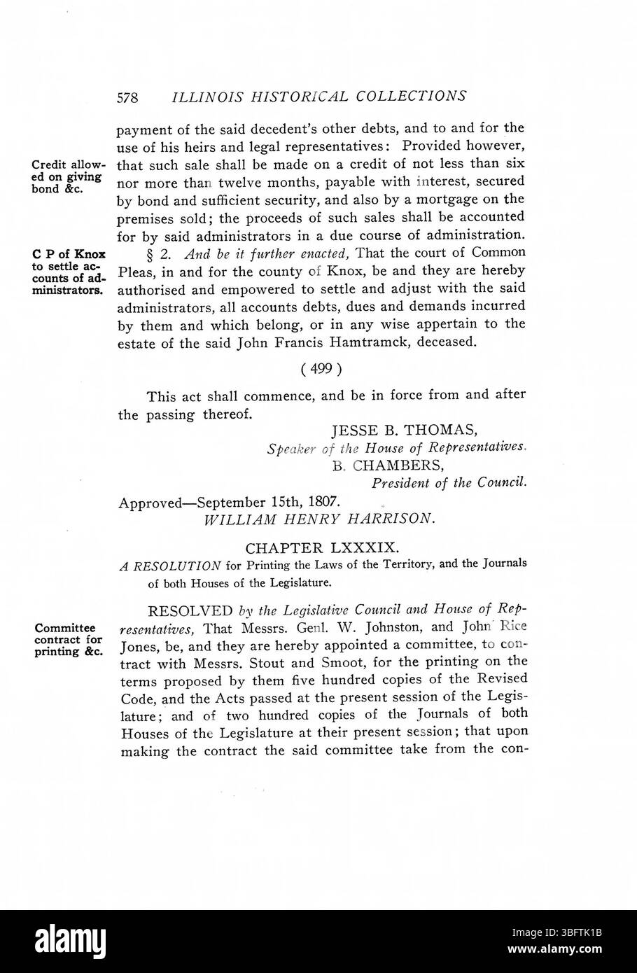 Pagina 875 delle leggi del 1801-1809 del territorio dell'Indiana delinea ulteriormente le azioni legislative, fornendo testi giuridici essenziali dal primo periodo del governo territoriale dell'Indiana. L'opera include riferimenti bibliografici e un indice di riferimento. Foto Stock