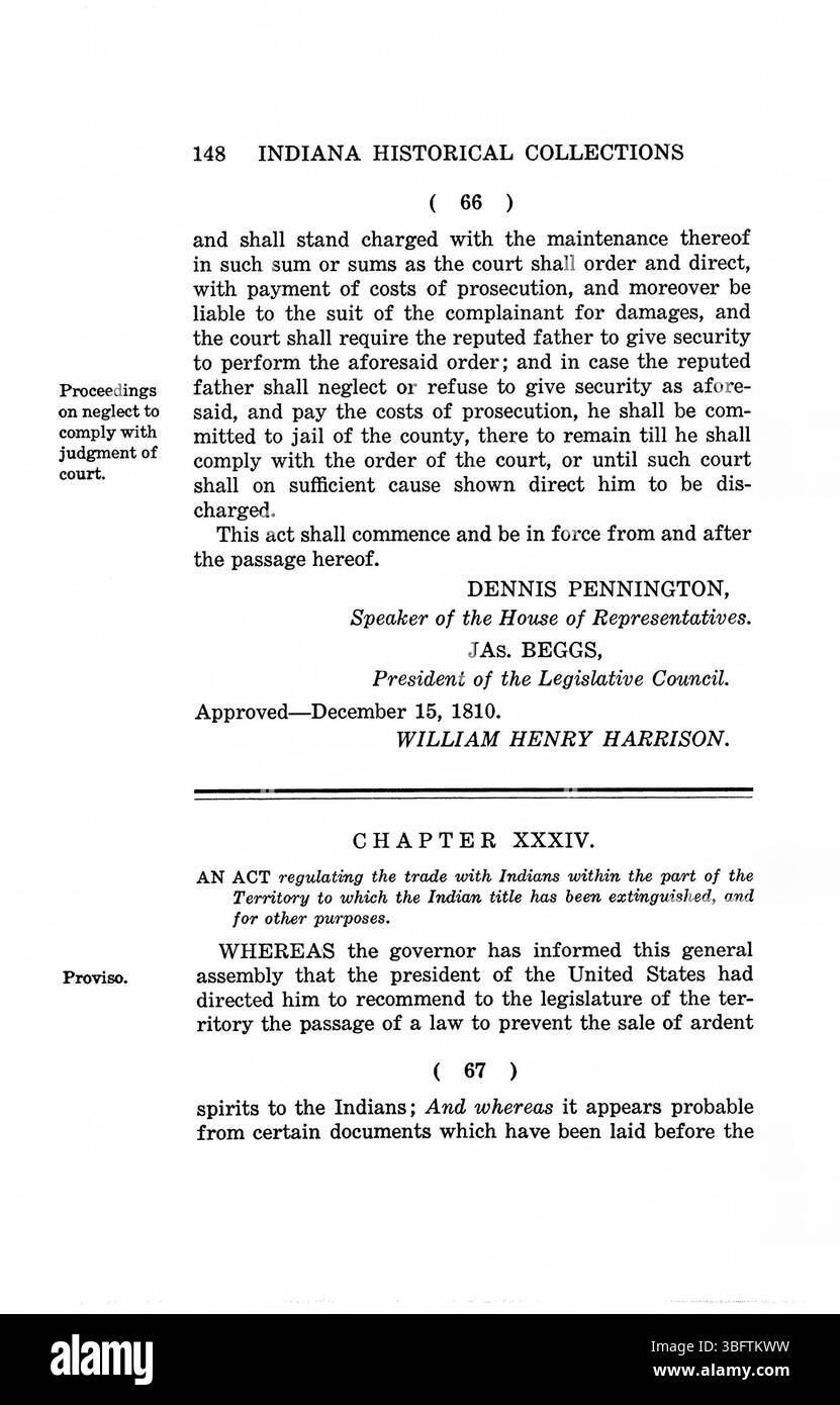 Pagina 162 delle leggi del territorio dell'Indiana del 1809-1816 descrive le misure legali che influiscono sul benessere pubblico, sulle infrastrutture e sullo sviluppo economico durante la governance territoriale. Foto Stock