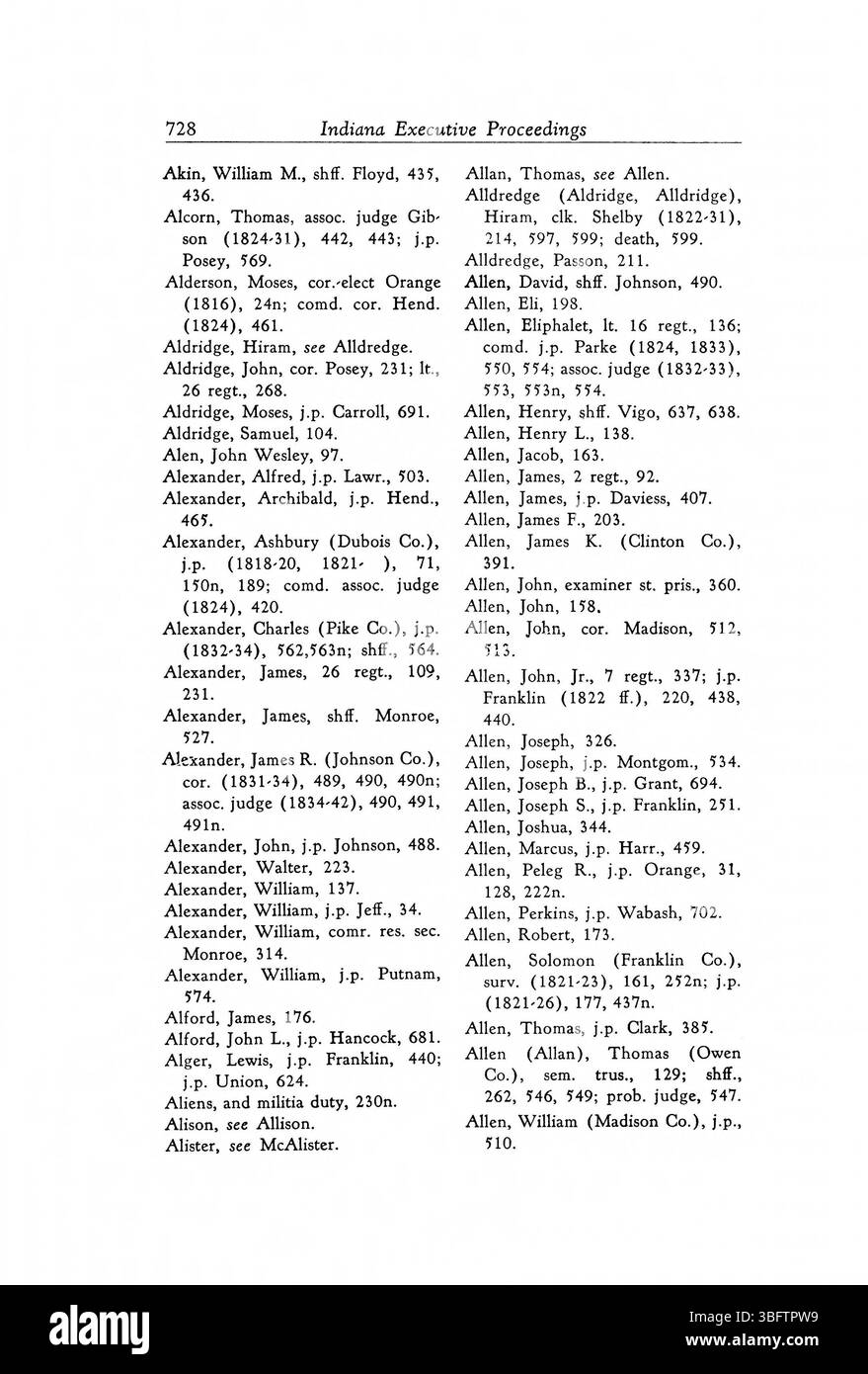 Pagina 740 di *1816-1836 atti esecutivi dello Stato dell'Indiana* presenta ulteriori documenti esecutivi della prima governance dell'Indiana, fornendo informazioni chiave sulla governance territoriale e sulle politiche statali durante l'inizio del XIX secolo. Foto Stock