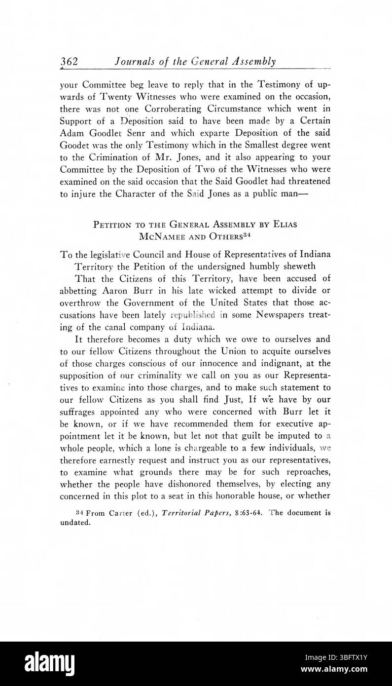 Pagina 372 dei 1805-1815 periodici dell'Assemblea generale del territorio dell'Indiana. Questa sezione raccoglie le principali azioni legislative e decisioni adottate durante l’era territoriale, comprese le pratiche legislative e di governance. Foto Stock