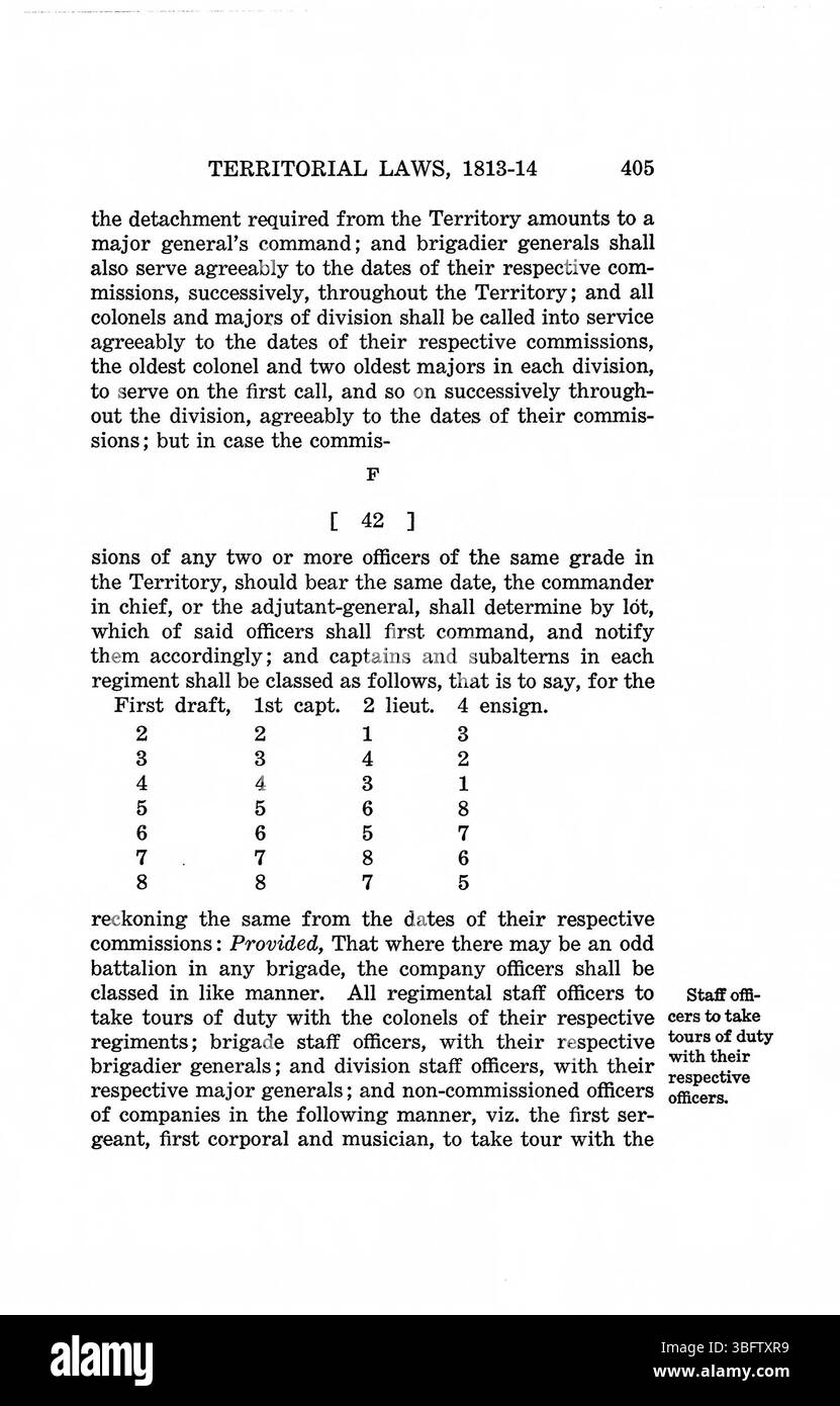 Questa pagina tratta dalla ristampa del 1934 di *leggi del territorio dell'Indiana* offre ulteriori approfondimenti sulle leggi territoriali e la governance che hanno plasmato il territorio dell'Indiana tra il 1809 e il 1816. Foto Stock