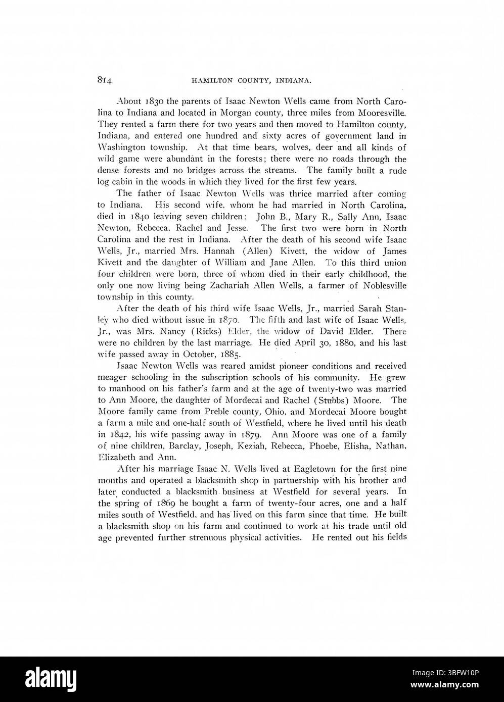 Questo 1915 illustra la storia della contea di Hamilton approfondisce lo sviluppo della contea e dei suoi abitanti, fornendo schizzi biografici ed esplorando l'evoluzione economica, sociale e culturale dell'area durante i primi anni dell'Indiana. Foto Stock