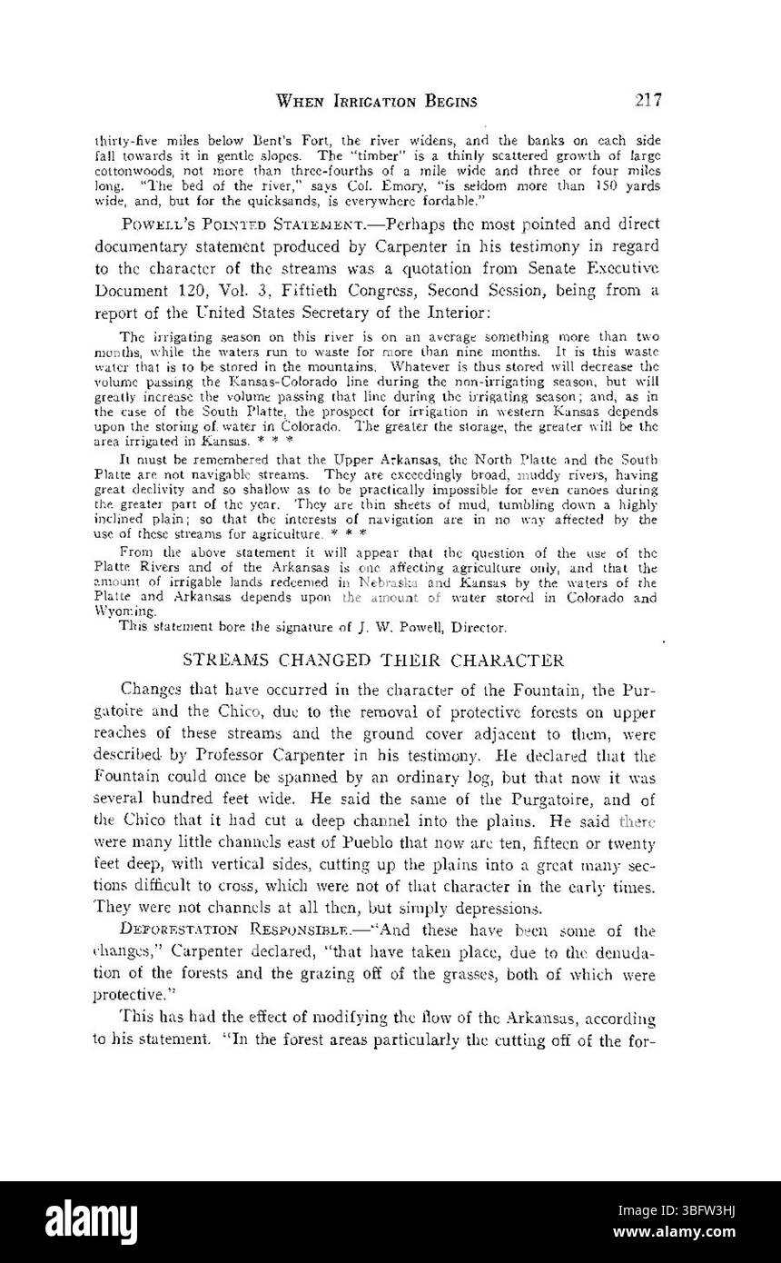 Pagina 217 di "History of Agriculture in Colorado" approfondisce ulteriormente lo sviluppo dell'agricoltura in Colorado, con particolare attenzione all'impatto delle tecniche agricole nella storia agricola dello stato. Foto Stock