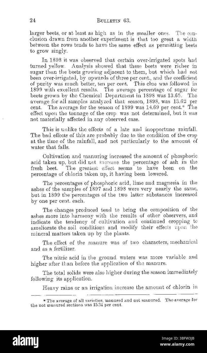 In questa pagina vengono illustrati i risultati degli esperimenti sulla coltivazione della barbabietola da zucchero effettuati dalla Agricultural Experiment Station of Colorado, compresi i risultati sulla resistenza agli organismi nocivi, sulla salute del suolo e sulle BEST practice per massimizzare la resa. Foto Stock