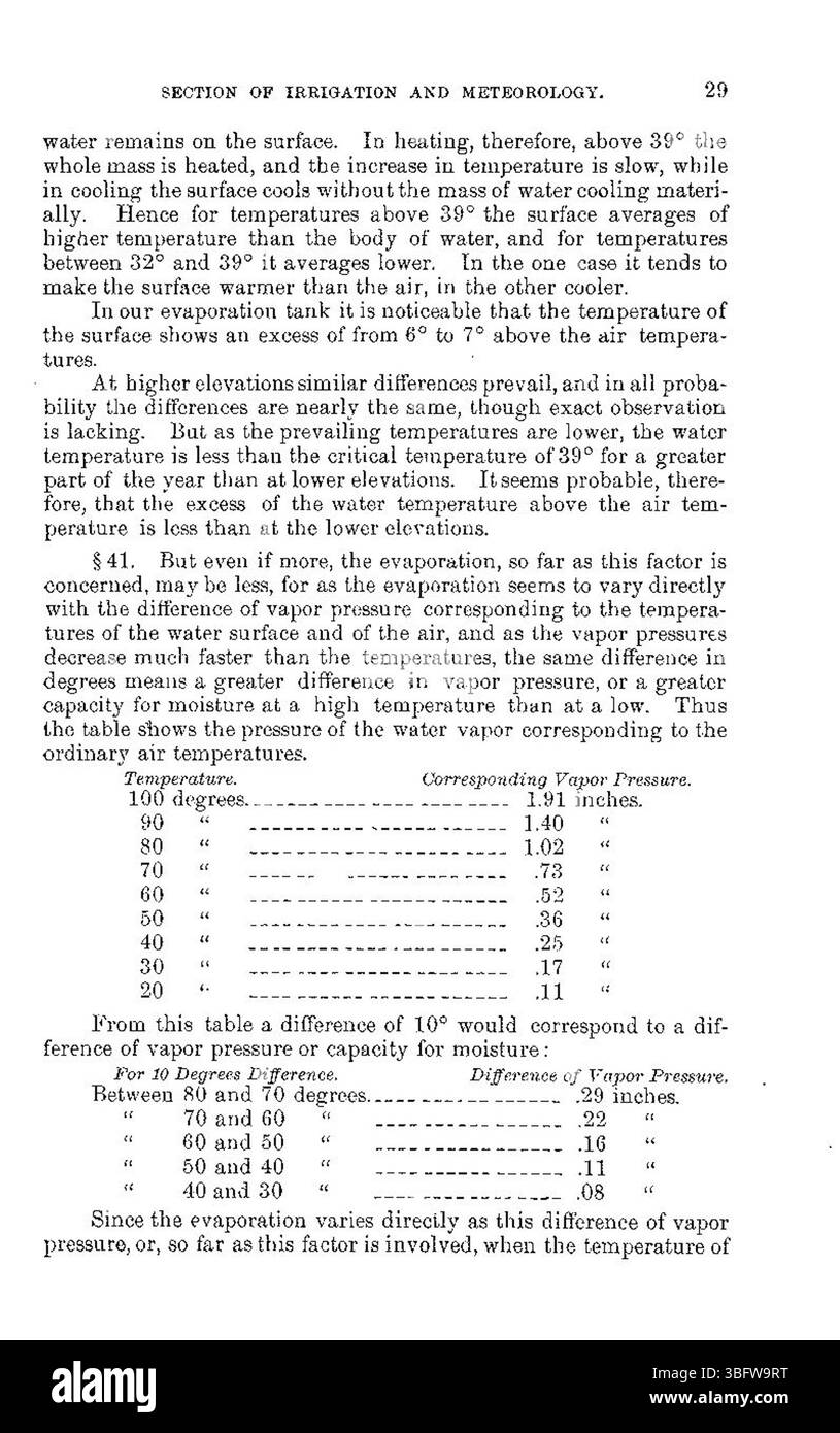 Questo documento del maggio 1898 discute la perdita di acqua nei serbatoi dovuta a infiltrazioni ed evaporazione, esaminando i fattori che contribuiscono alla perdita di acqua e il suo impatto sulla gestione dei serbatoi. Foto Stock