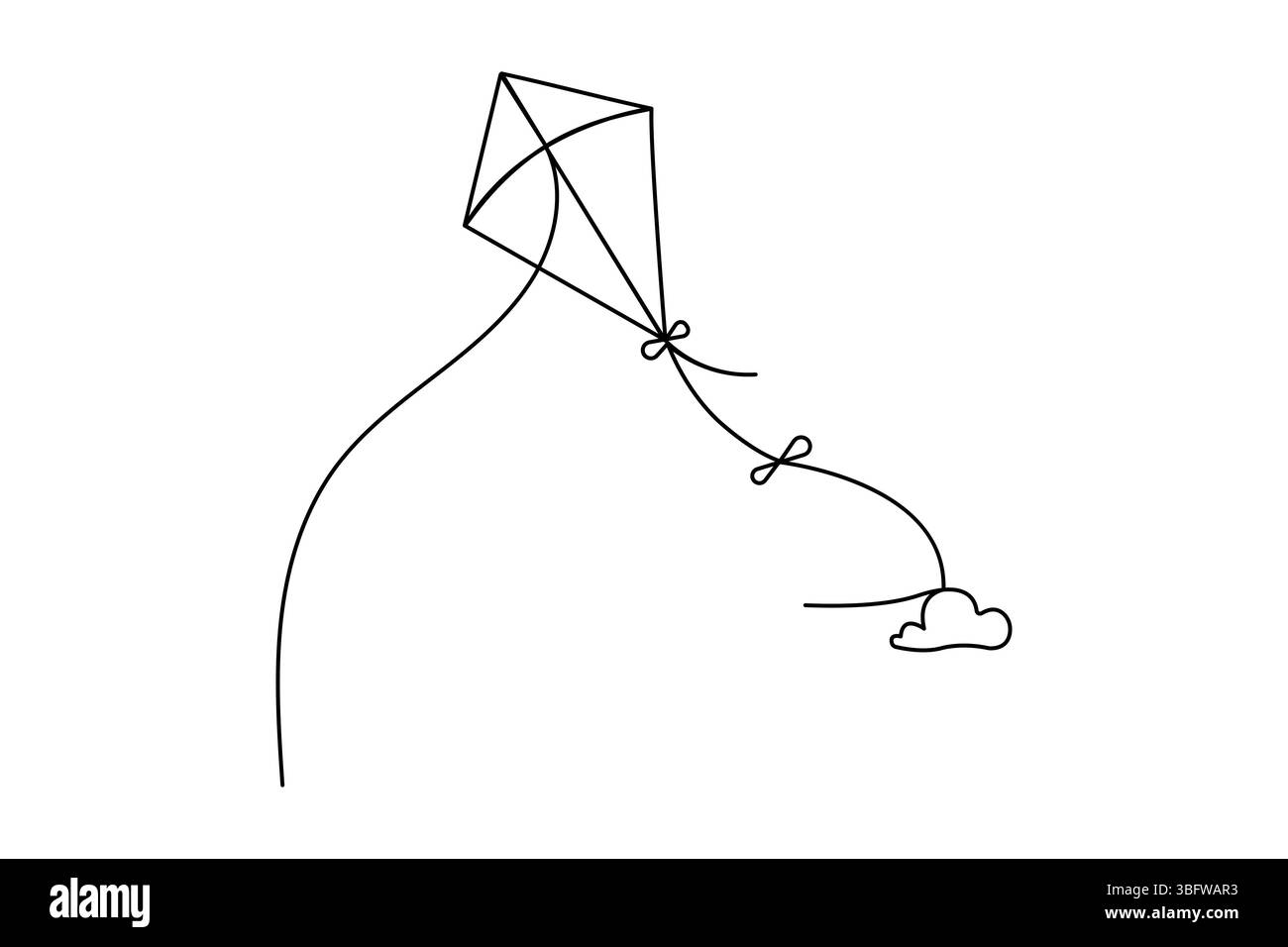 Semplice illustrazione del disegno continuo di una linea di aquiloni Illustrazione Vettoriale