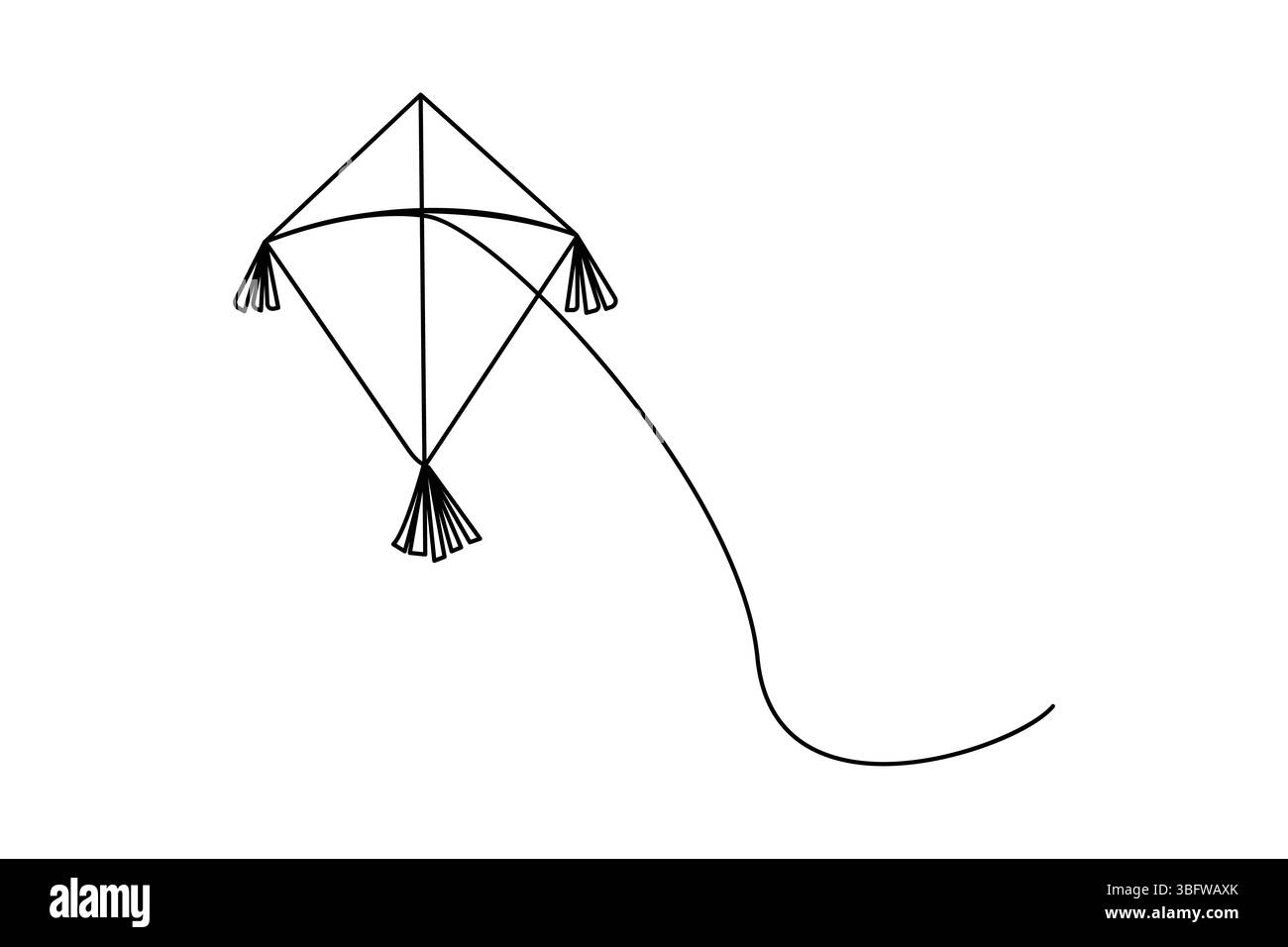 Semplice illustrazione del disegno continuo di una linea di aquiloni Illustrazione Vettoriale