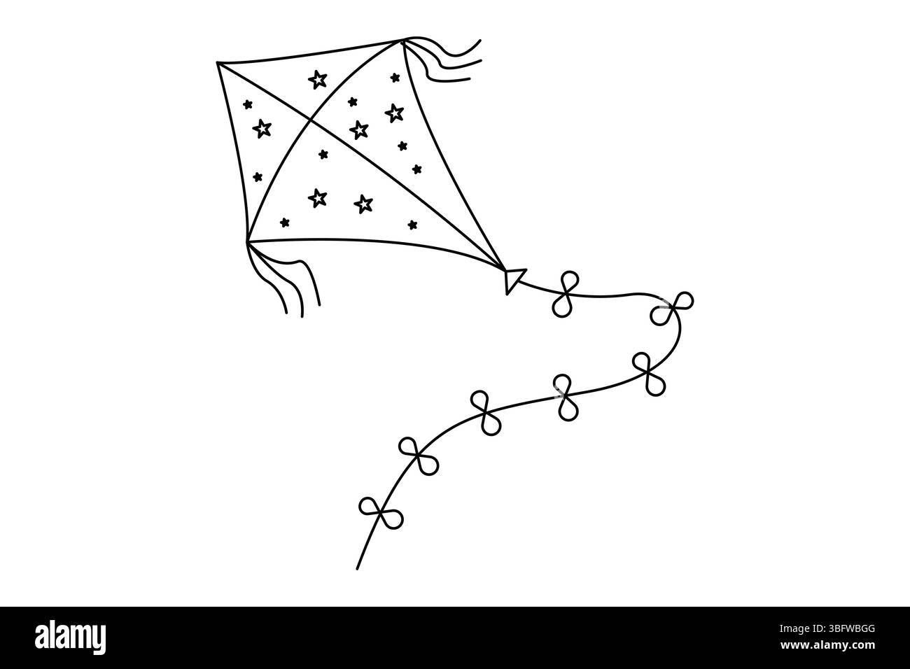 Semplice illustrazione del disegno continuo di una linea di aquiloni Illustrazione Vettoriale