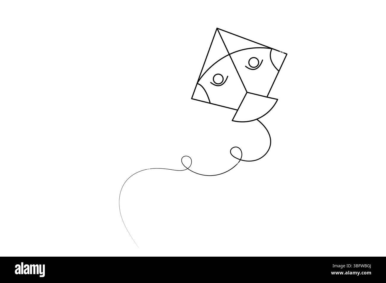 Semplice illustrazione del disegno continuo di una linea di aquiloni Illustrazione Vettoriale