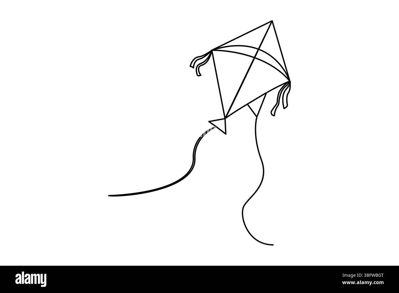 Semplice illustrazione del disegno continuo di una linea di aquiloni Illustrazione Vettoriale