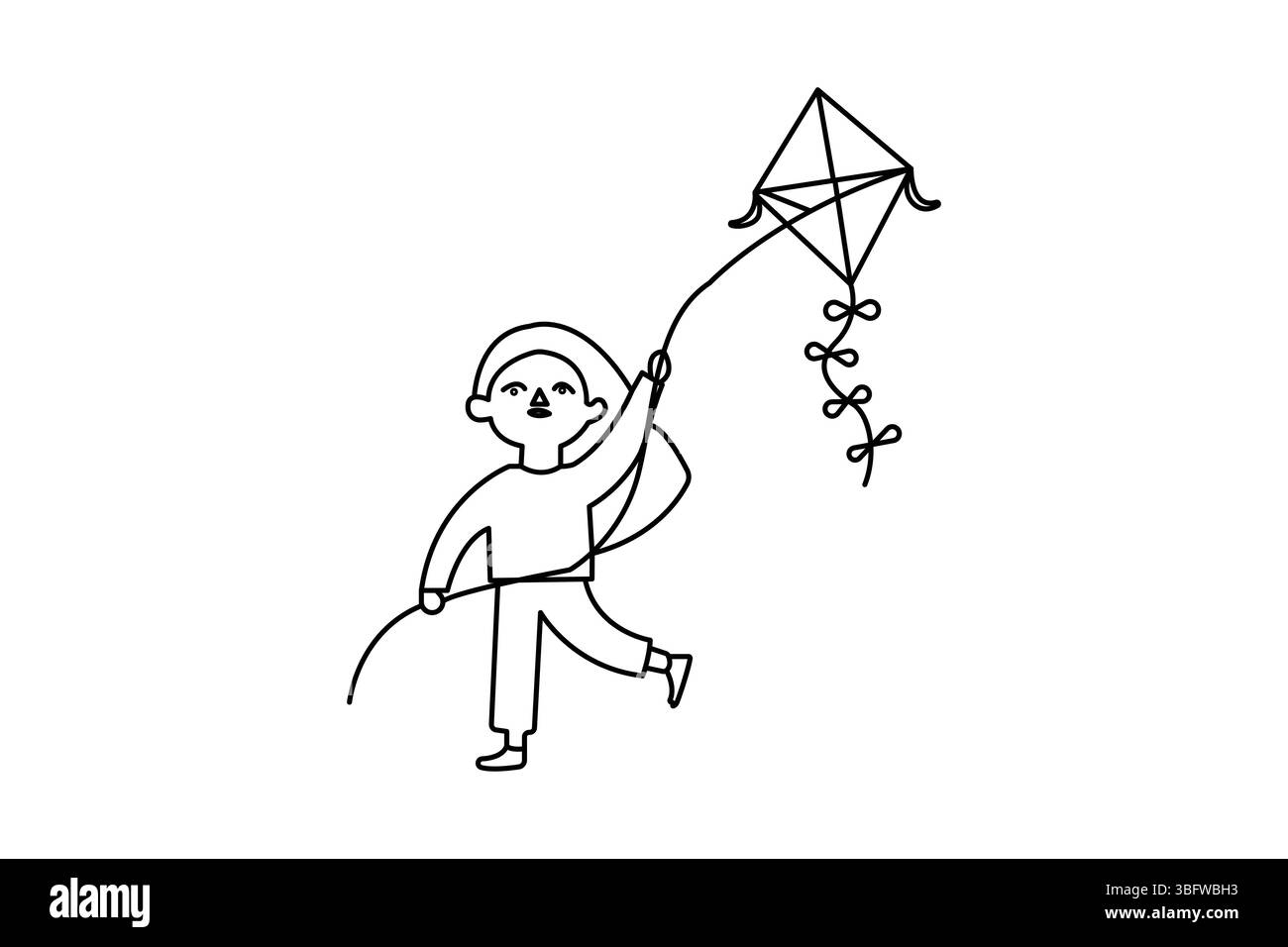 Semplice illustrazione del disegno continuo di una linea di aquiloni Illustrazione Vettoriale