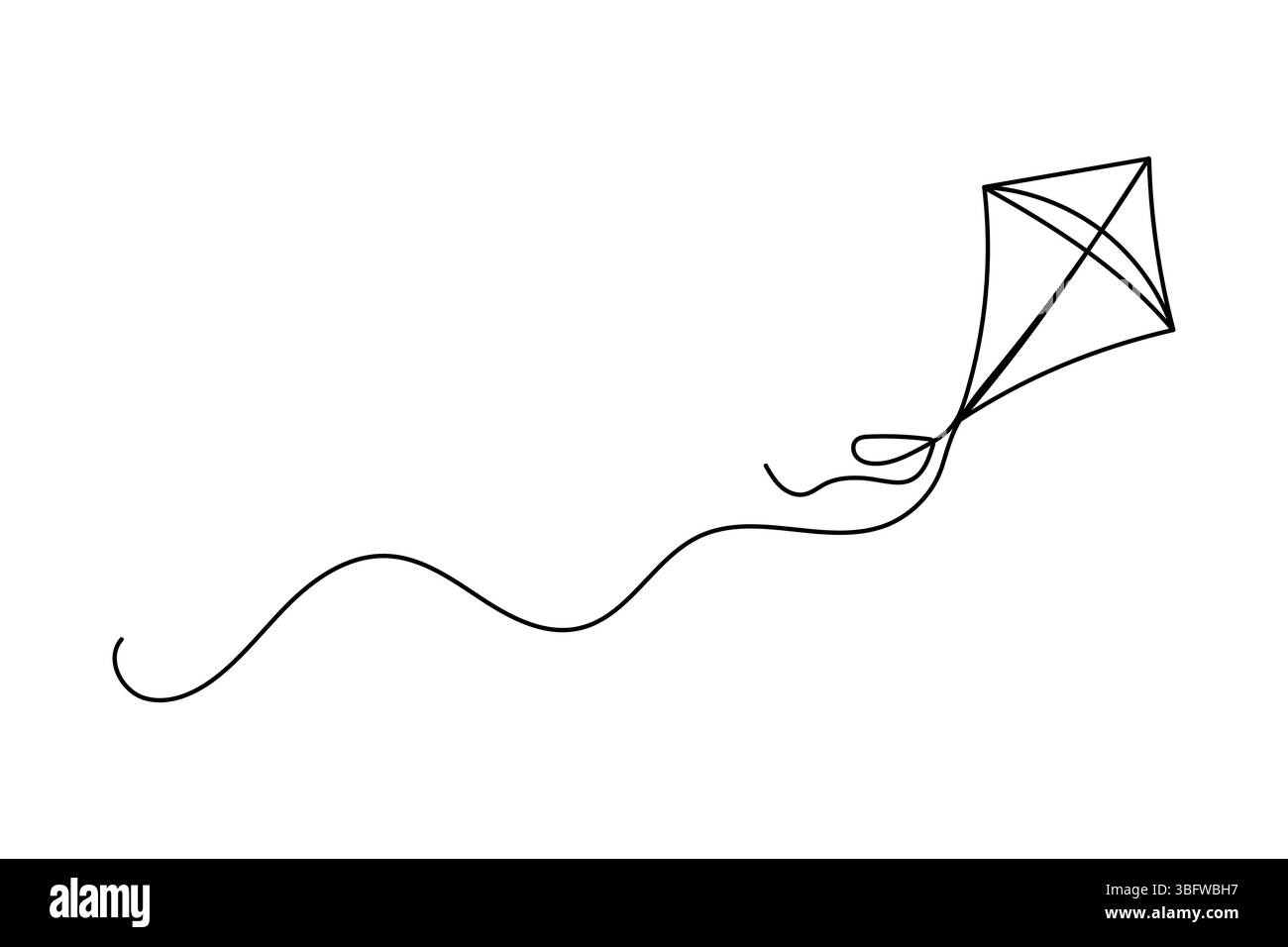 Semplice illustrazione del disegno continuo di una linea di aquiloni Illustrazione Vettoriale