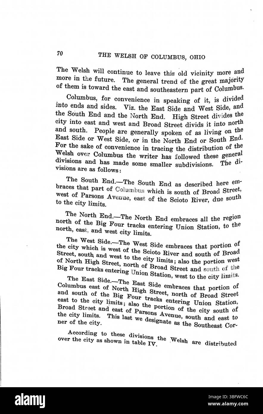 Il lavoro del reverendo Daniel Jenkins Williams del 1913 esamina l'adattamento della comunità gallese alla vita a Columbus, Ohio. Ha servito come ministro della Chiesa metodista calvinistica gallese e ha continuato a ottenere un dottorato di ricerca presso l'Ohio State University. Foto Stock