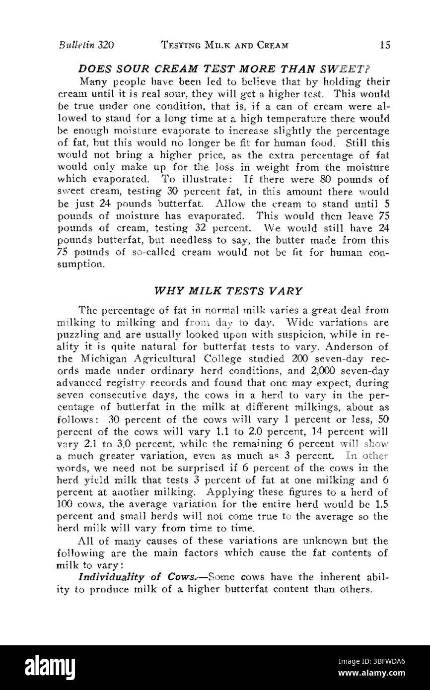 Pagina 15 illustra i processi per una corretta separazione della crema e la manutenzione di ambienti di test puliti per garantire l'integrità e la sicurezza dei campioni. Foto Stock