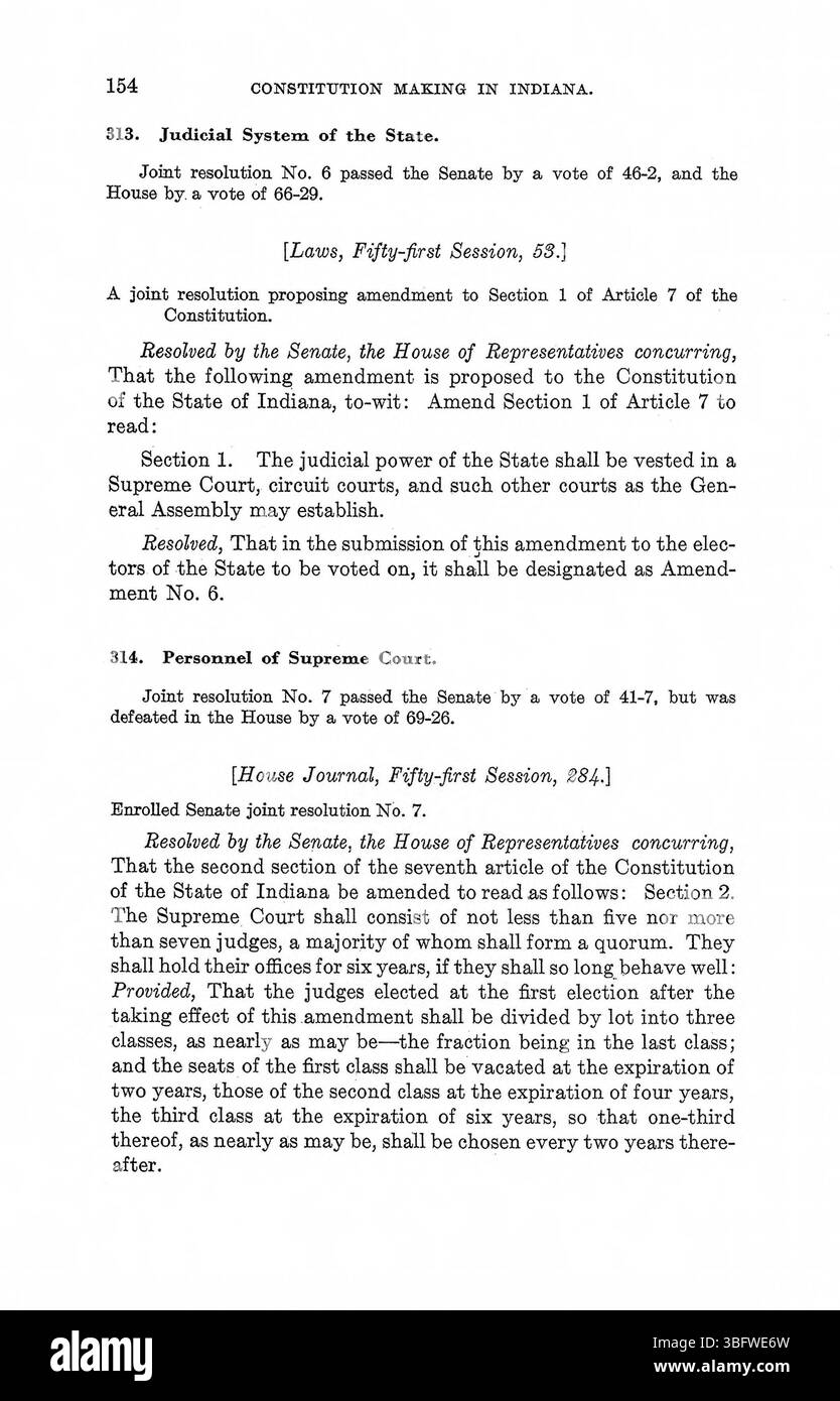 Questa sezione di *Constitution Making in Indiana* (Vol. 2, 1975) esplora il ruolo delle figure chiave nella stesura della costituzione dell'Indiana e le lotte politiche che hanno plasmato il documento. Fornisce un resoconto storico del primo panorama politico dello Stato. Foto Stock