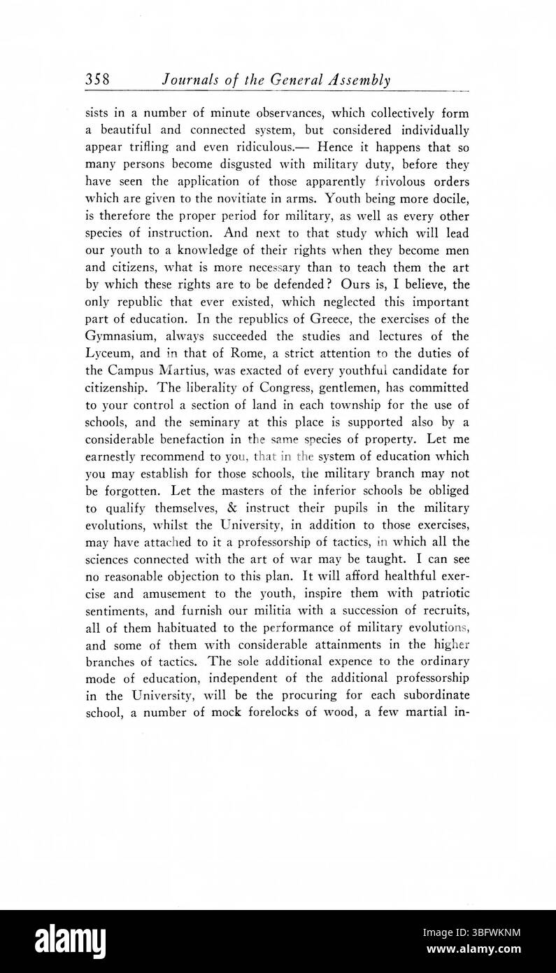 Pagina 368 dei 1805-1815 periodici dell'Assemblea generale del territorio dell'Indiana, che fornisce un resoconto dettagliato delle sessioni legislative, delle discussioni politiche e delle leggi emanate durante il periodo territoriale in Indiana. Foto Stock