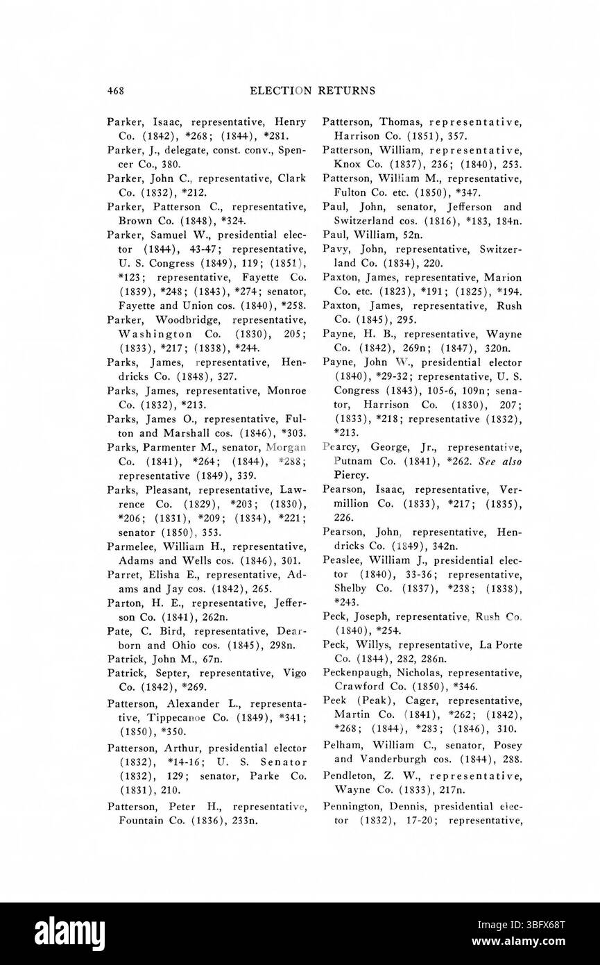 Pagina 494 dei *1816-1851 ritorni elettorali dell'Indiana* fornisce i risultati elettorali e i relativi dati dalla storia iniziale dell'Indiana, evidenziando l'evoluzione politica dello stato e la partecipazione alle elezioni federali. Foto Stock