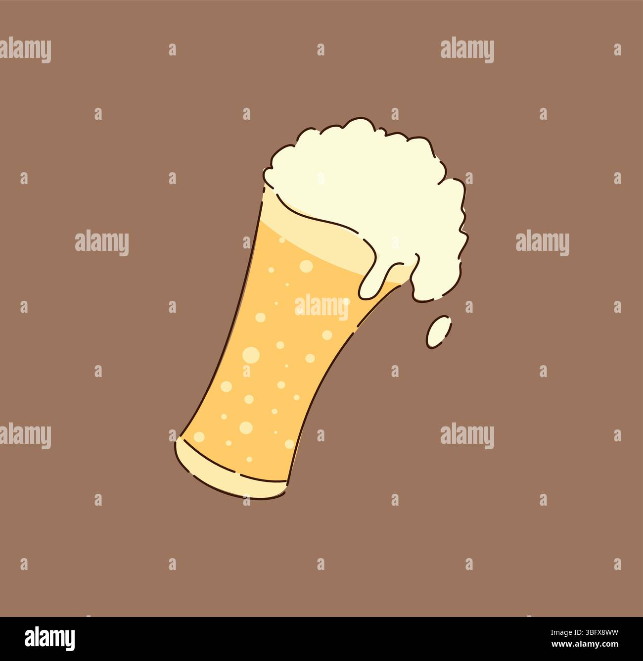 Si tratta di un bicchiere di birra vintage con un'illustrazione di schiuma, ideale per qualsiasi amante della birra Illustrazione Vettoriale