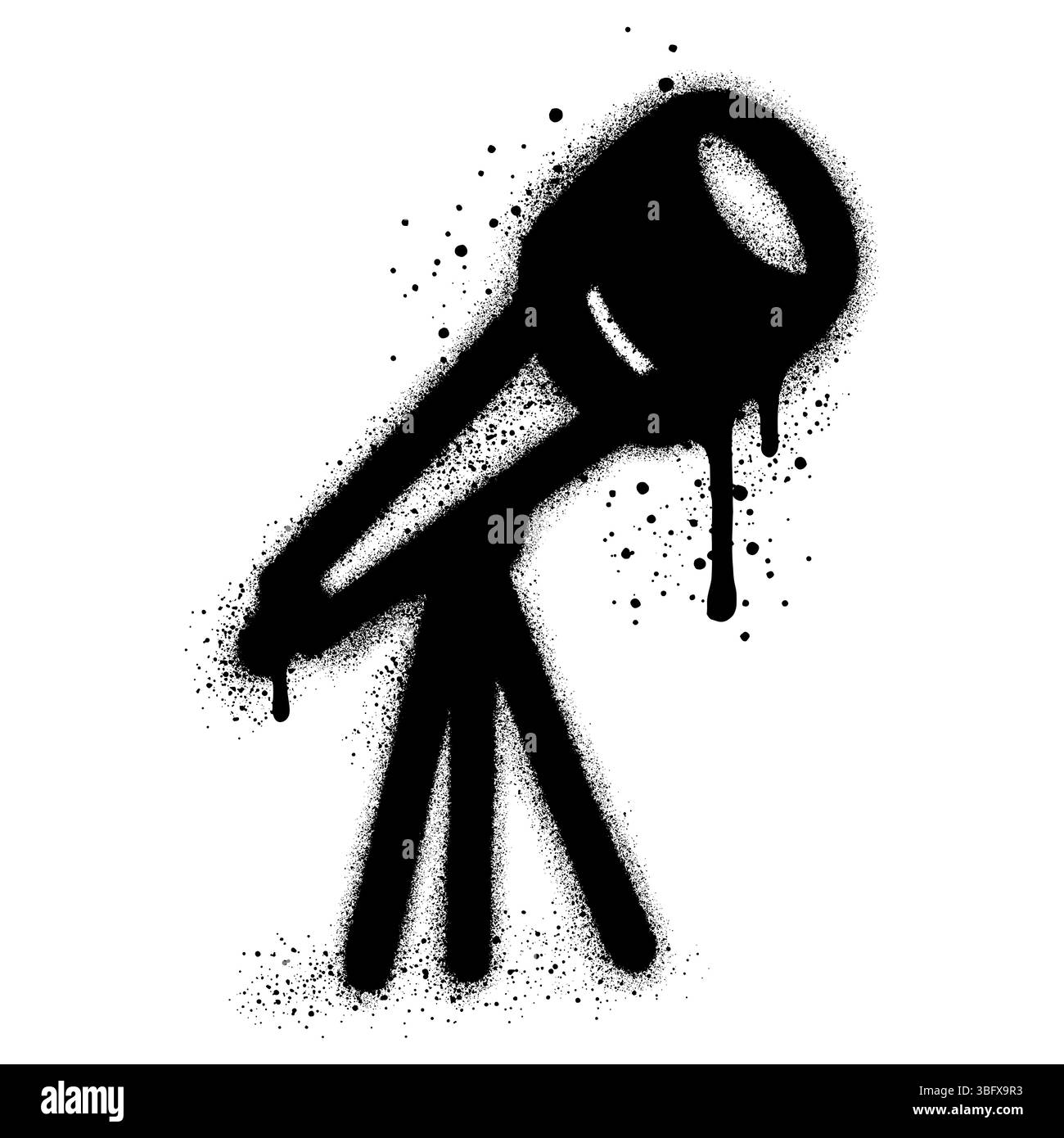 Telescopio Graffiti verniciato a spruzzo isolato con sfondo bianco. EPS 10. Illustrazione Vettoriale