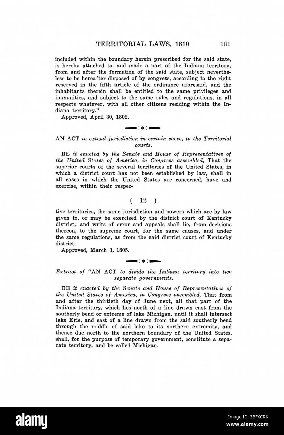Pagina 116 di *le leggi del territorio dell'Indiana, 1809-1816* presenta una riproduzione moderna delle leggi territoriali dell'Indiana, inclusa un'appendice con un elenco di figure politiche chiave come ufficiali territoriali, delegati e giudici dal 1800 al 1816. Il volume include una prefazione del governatore Paul V. McNutt e un indice di riferimento. Foto Stock
