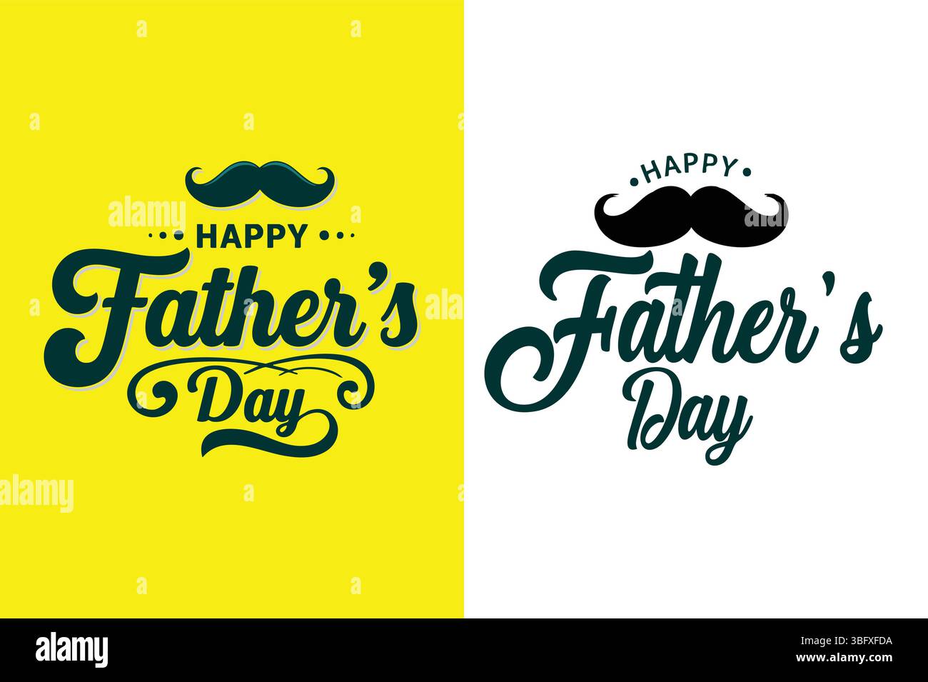 Buona festa del papà Typography Design con icona grafica baffi Illustrazione Vettoriale