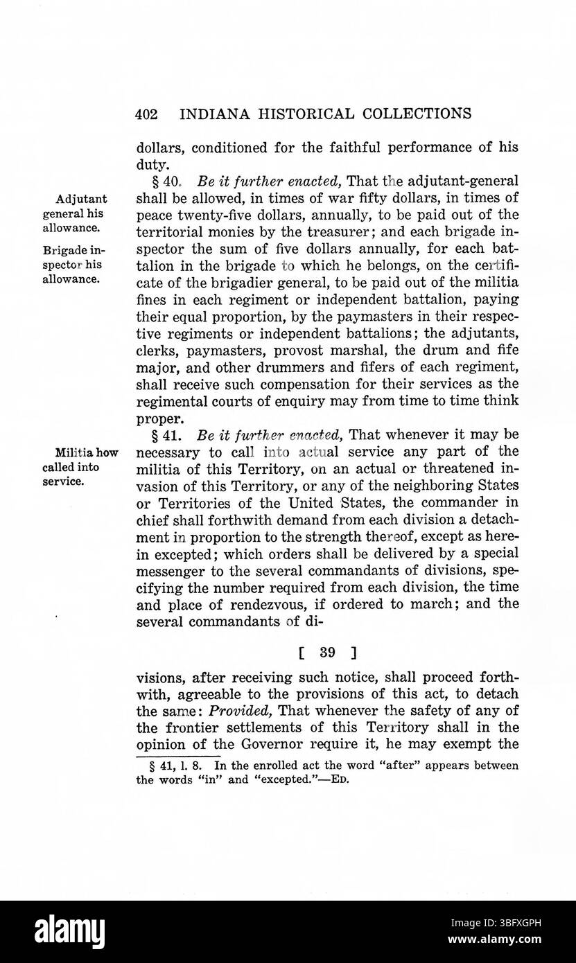 Questa parte della ristampa del 1934 delle *leggi del territorio dell'Indiana* continua a descrivere dettagliatamente le strutture giuridiche e legislative in vigore nel territorio dell'Indiana tra il 1809 e il 1816. Foto Stock