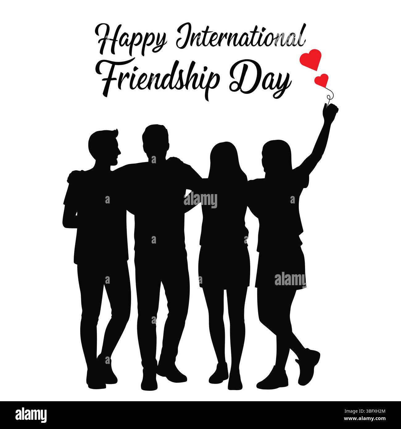 Happy International Friendship Day Celebration con sagome di amici insieme Illustrazione Vettoriale
