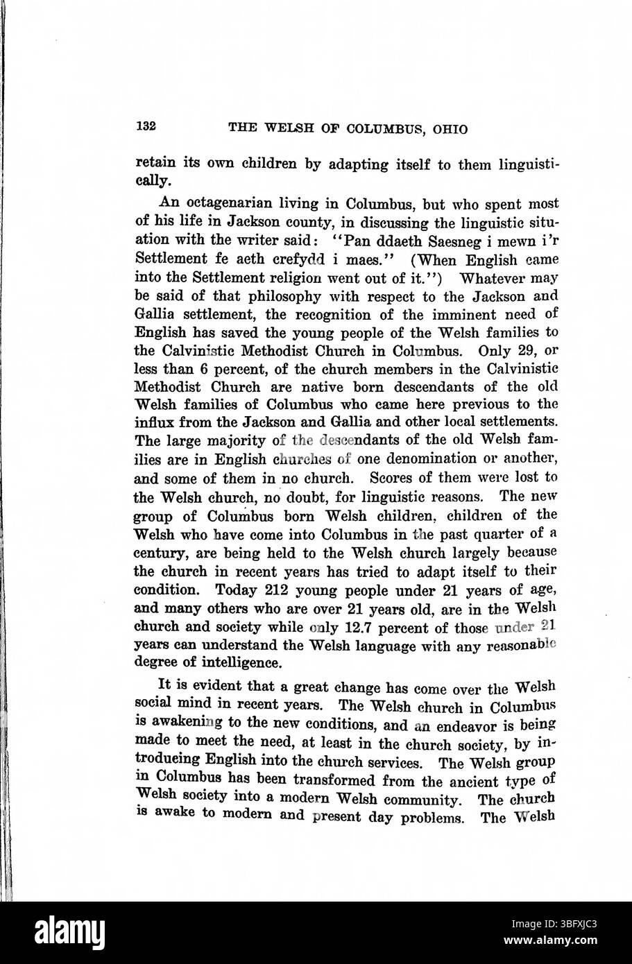 Questo studio accademico del 1913 del Rev. Daniel Jenkins Williams esamina come gli immigrati gallesi a Columbus, Ohio, si adattarono alla vita americana. Williams fu ministro della locale chiesa metodista calvinistica gallese e in seguito completò un dottorato di ricerca presso l'Ohio State University nel 1914. Foto Stock