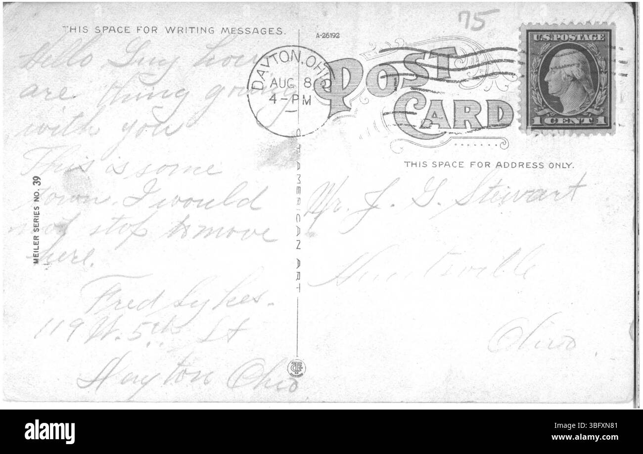 Questa immagine mostra il St. Elizabeth Hospital di Dayton, Ohio, come parte della serie Meiler No. 39. La foto raffigura l'edificio dell'ospedale all'inizio del XX secolo. Foto Stock