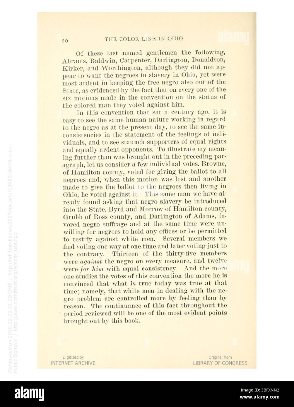 Pagina 41 di "The Color Line in Ohio" (1913) evidenzia l'intersezione tra razza, legge e politica in Ohio, con un focus su come gli afroamericani navigavano il potere politico e la discriminazione razziale. Foto Stock