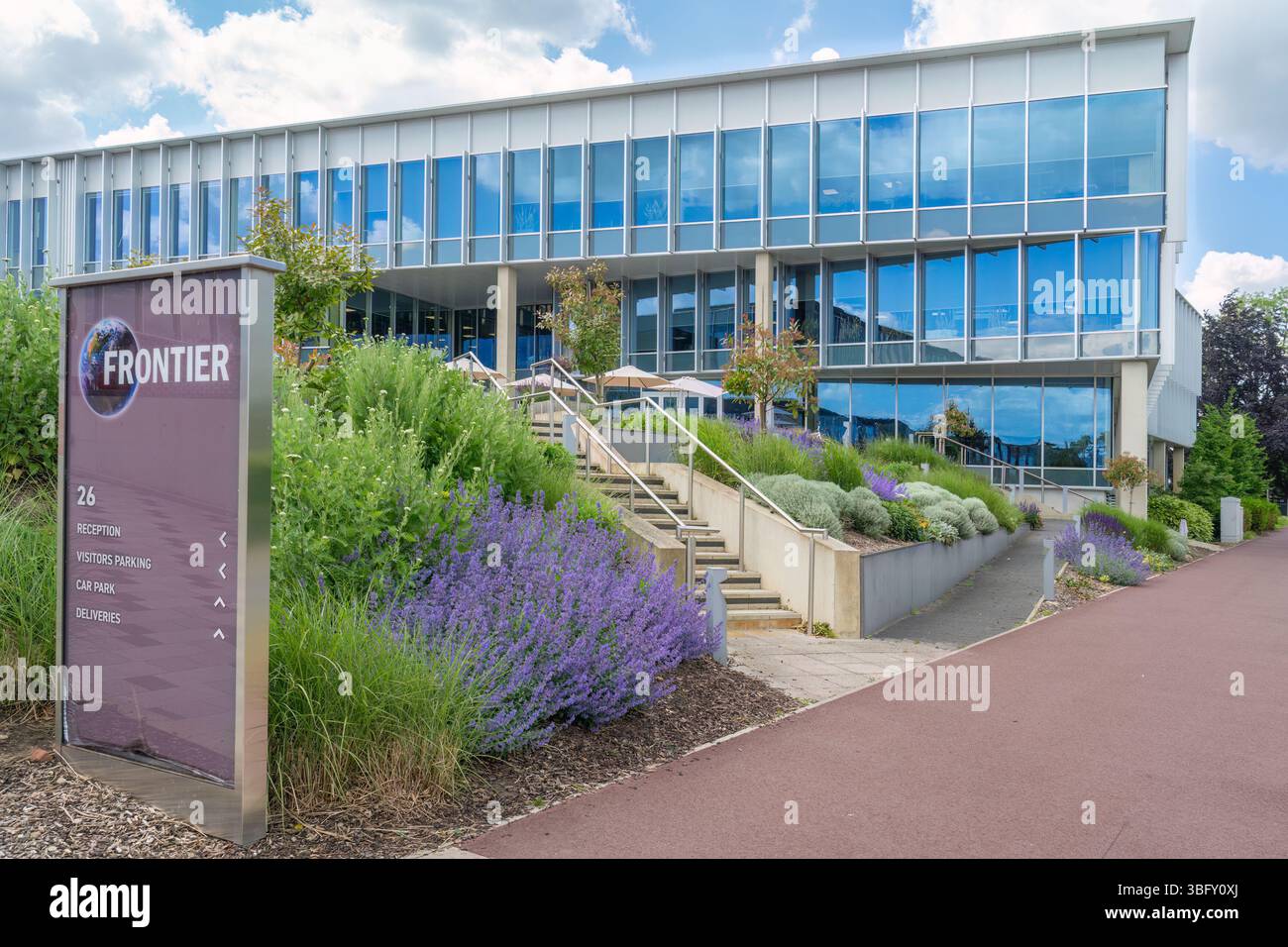 L'ufficio di Cambridge di Frontier, i designer specializzati nel gaming nel parco scientifico di Cambridge Foto Stock