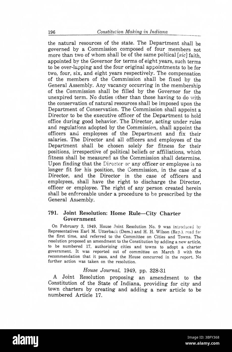 Pagina 220 riesamina le azioni intraprese dagli organi legislativi dell'Indiana in materia di adeguamento costituzionale e modernizzazione. Foto Stock