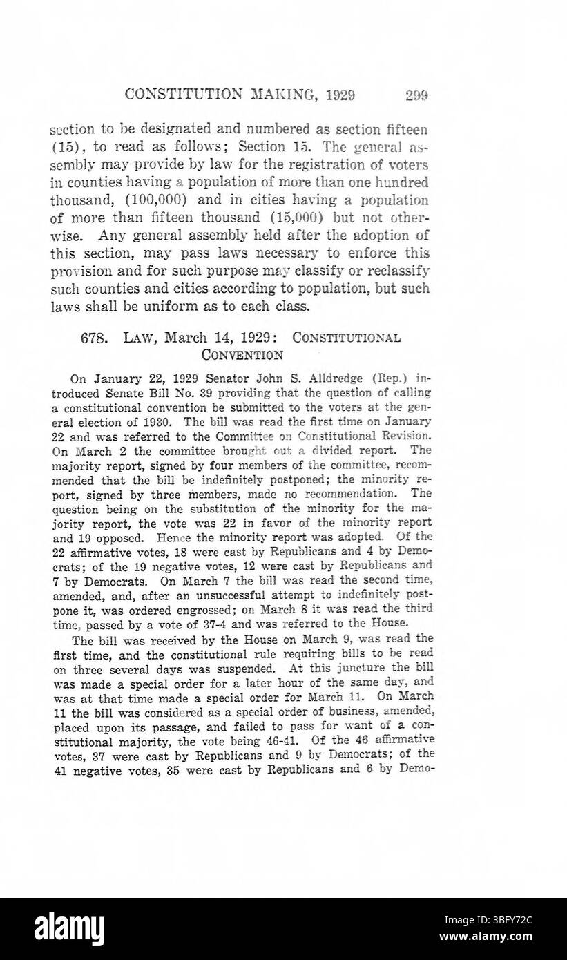 *Constitution Making in Indiana* (1977), volume 3, presenta ulteriori analisi delle deliberazioni e delle dinamiche politiche che hanno contribuito allo sviluppo costituzionale dell'Indiana. Mette in evidenza l'influenza dei principali leader legislativi e i loro ruoli. Foto Stock