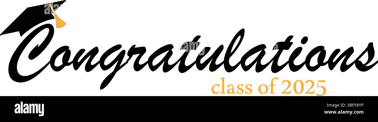 Congratulazioni Classe di banner 2025 con cappello per laureati Illustrazione Vettoriale