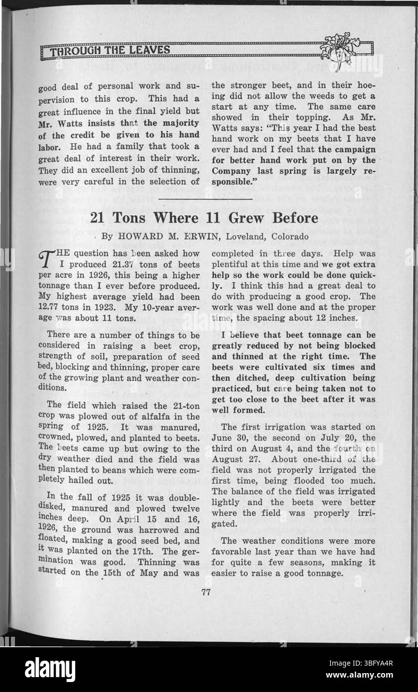 Questa pagina presenta l'indice del soggetto da *through the Leaves, 1927*, che offre approfondimenti sui temi chiave trattati nel libro, con particolare attenzione al ruolo della natura e alla condizione umana in tutta la narrazione. Foto Stock