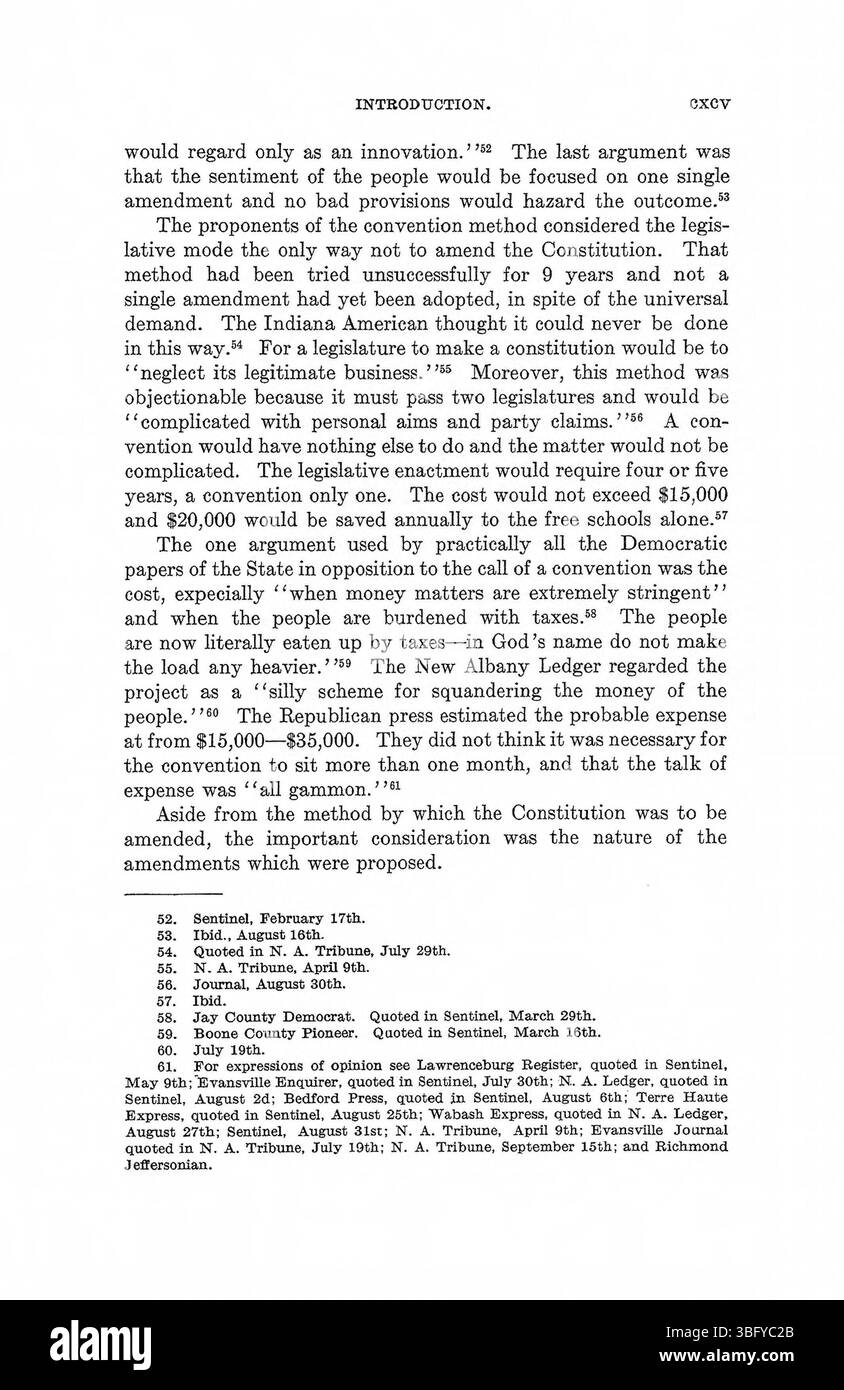 Questa sezione di *Vol. 1, Constitution Making in Indiana* (1971) esplora le prime fasi dello sviluppo costituzionale dell'Indiana. Fornisce informazioni storiche sui processi e sulle decisioni che hanno plasmato il quadro giuridico fondamentale dello stato. Foto Stock
