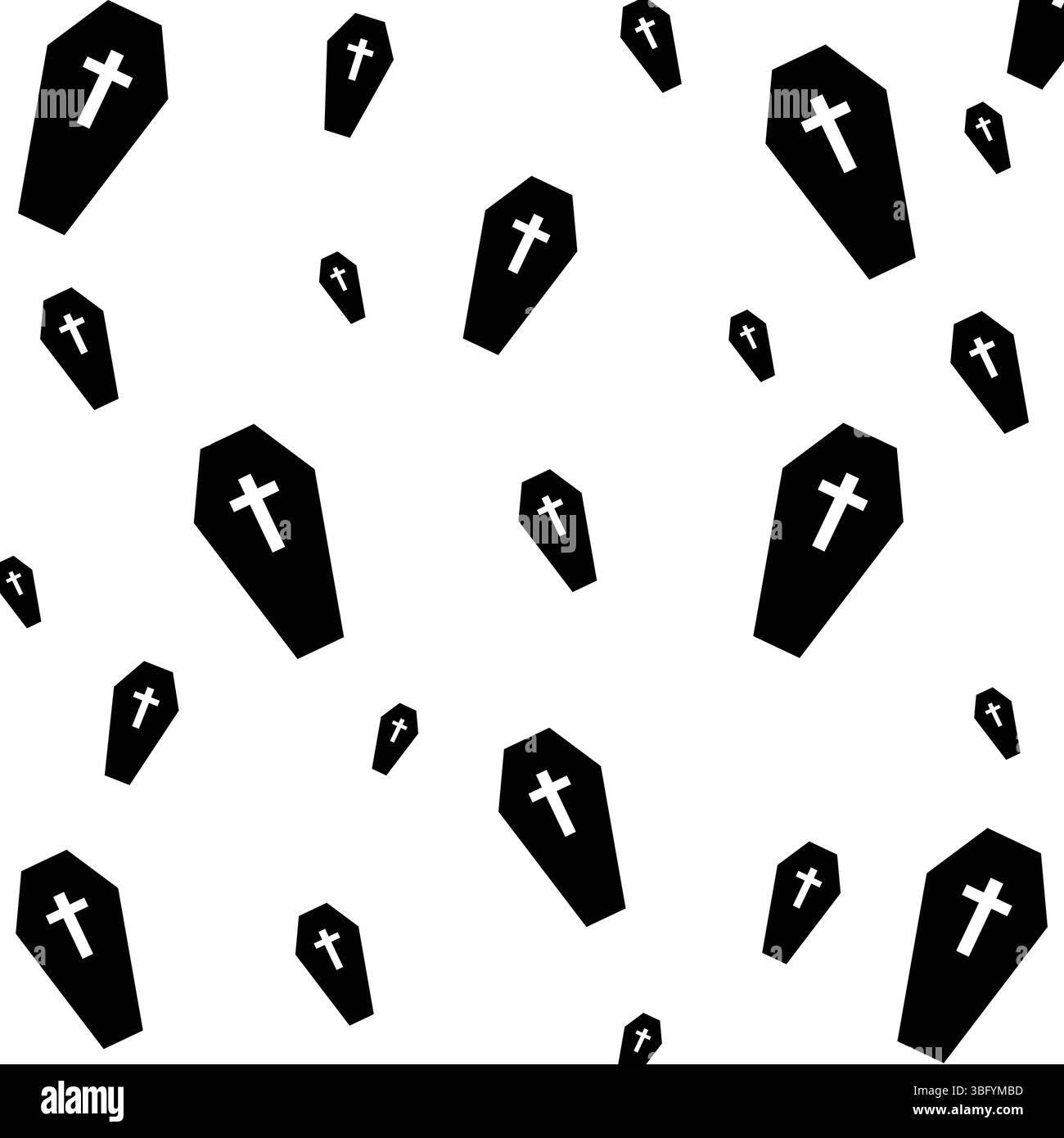 Halloween senza cuciture. Bara senza cuciture di Halloween, motivo grave. Motivo Halloween senza cuciture con bara. contenuti per adulti. Jack-o-lanterna Illustrazione Vettoriale