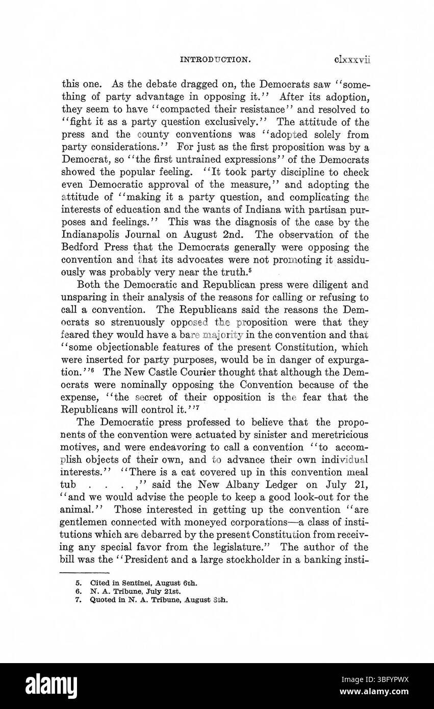 In questa sezione di *Constitution Making in Indiana* (1971), la discussione si concentra sulla formazione del quadro costituzionale dell'Indiana, con approfondimenti sulle lotte legali e politiche coinvolte nella prima governance dello Stato. Foto Stock