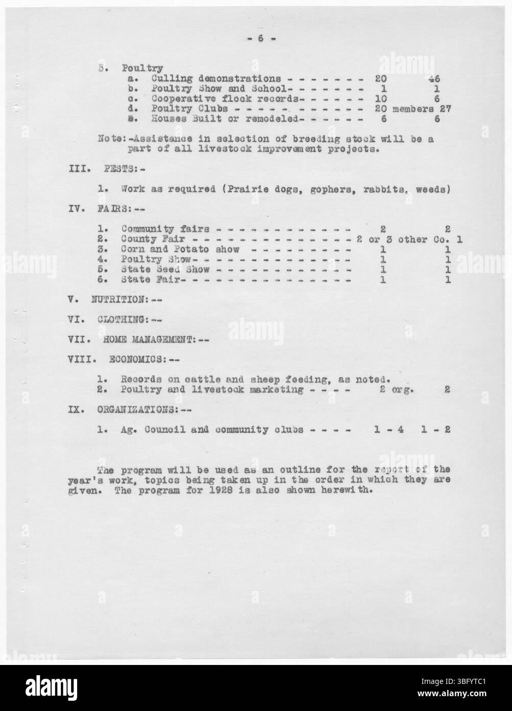 Pagina 39 del rapporto annuale 1927 fornisce ulteriori dettagli sul lavoro del servizio di estensione nella contea di Montrose, concentrandosi sulle principali pratiche agricole e sugli sforzi di educazione comunitaria guidati da H. A. Ireland. Foto Stock