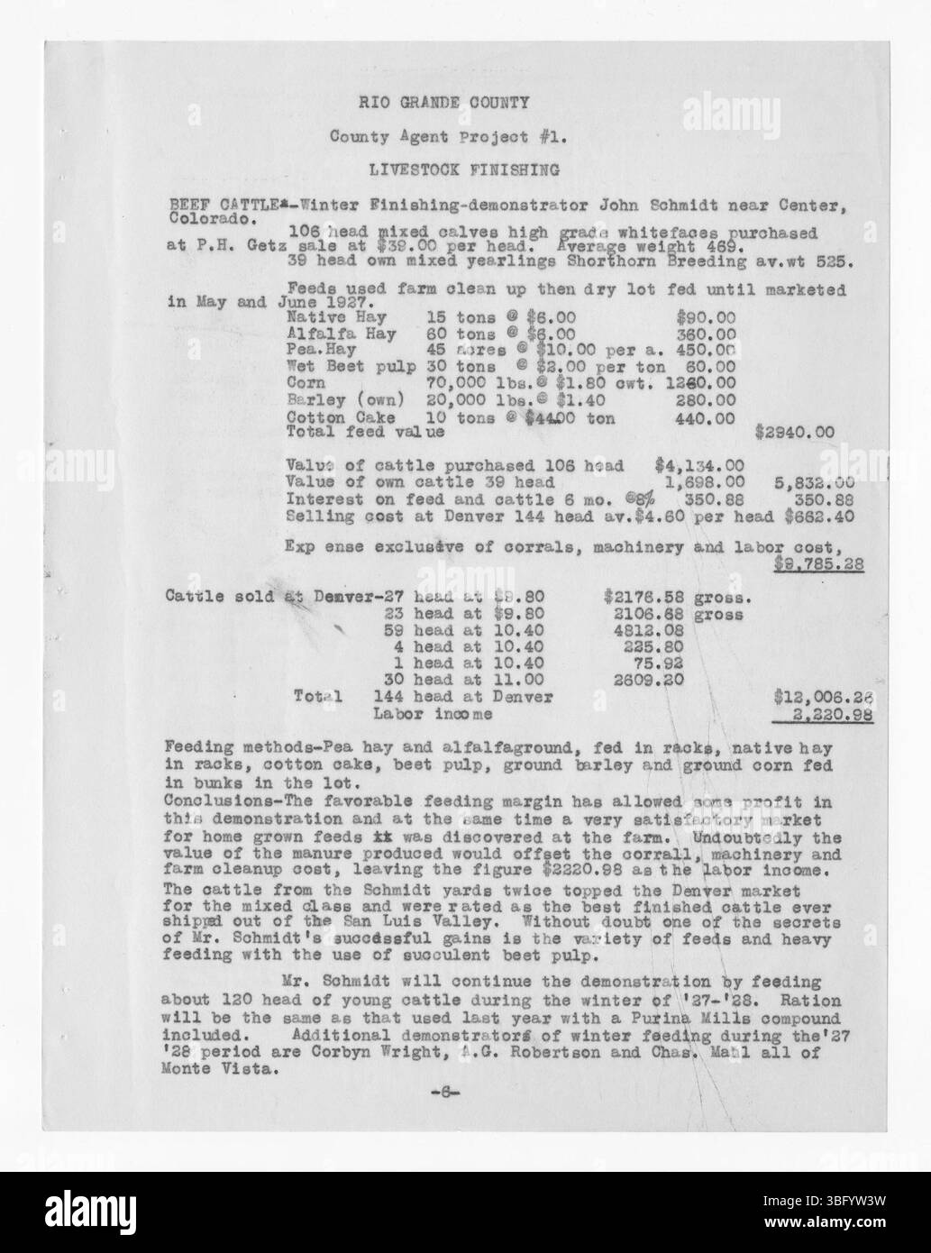 Pagina 39 del rapporto annuale 1927 di T.G. Stewart, che documenta i servizi di estensione e i progressi agricoli realizzati nella contea di Rio grande per gli agricoltori locali e i membri della comunità. Foto Stock
