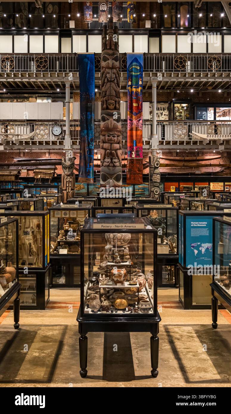 Vetrine al Pitt Rivers Museum, Oxford, Inghilterra, Regno Unito Foto Stock