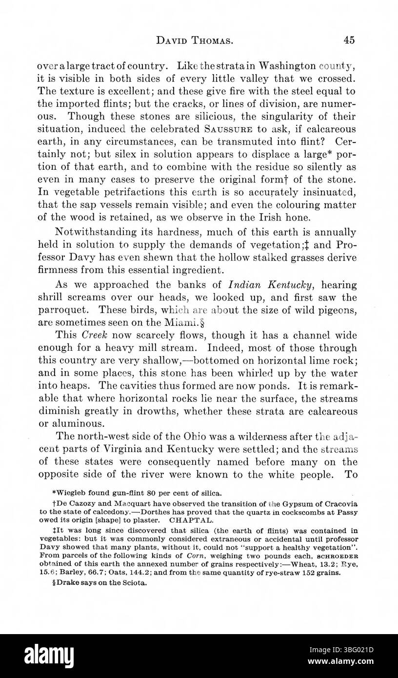 Questa pubblicazione presenta varie narrazioni di viaggio dei primi esploratori del territorio dell'Indiana, tra cui Samuel Brown e Morris Birkbeck. Fornisce una prospettiva storica sullo sviluppo del territorio dell'Indiana, nonché descrizioni delle caratteristiche naturali e del clima della regione. Foto Stock