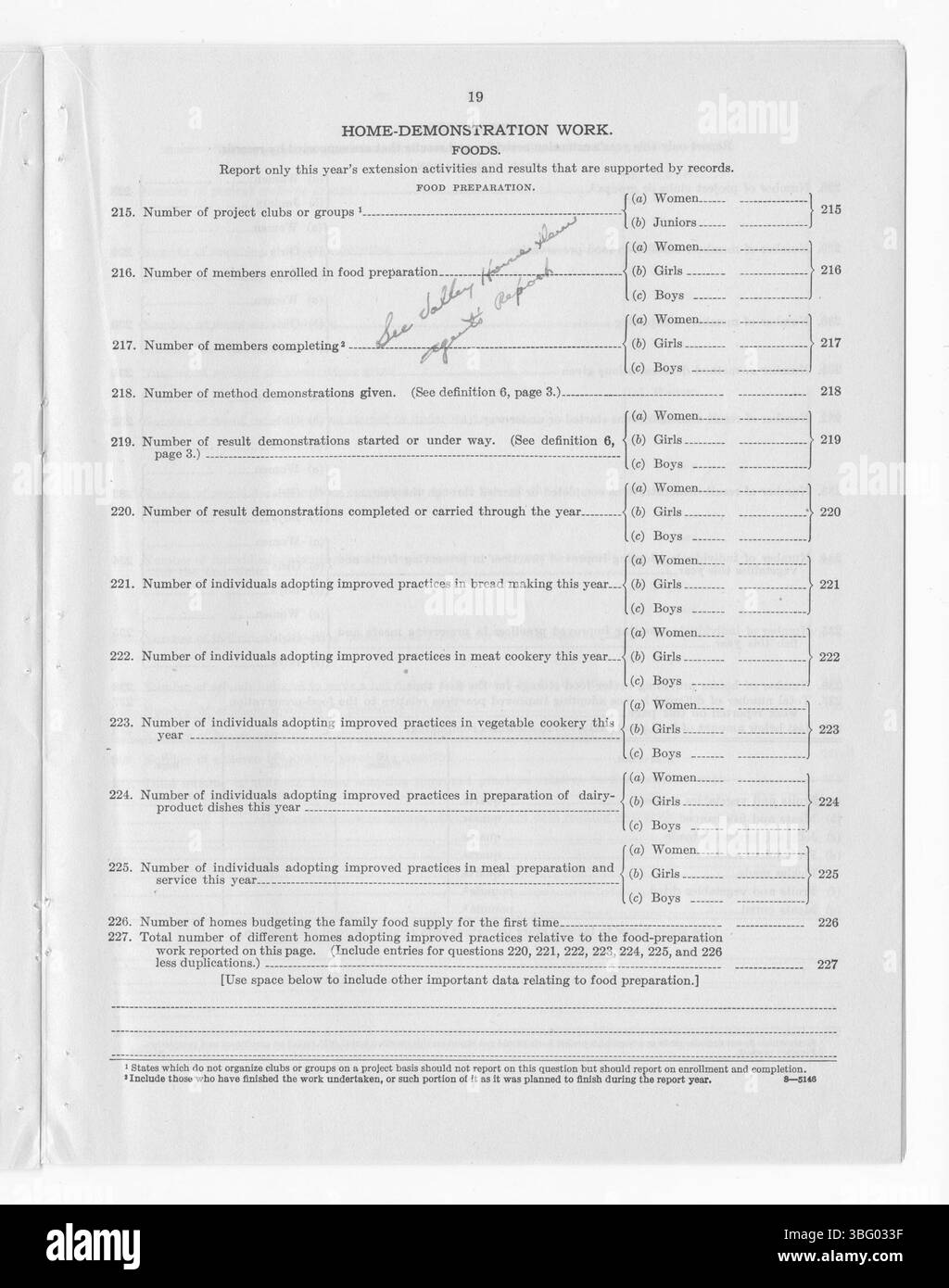 Questa pagina del rapporto del 1927 discute gli sforzi dei lavoratori di estensione per affrontare la sicurezza alimentare e migliorare le rese delle colture nella contea di Rio grande attraverso metodi agricoli avanzati. Foto Stock