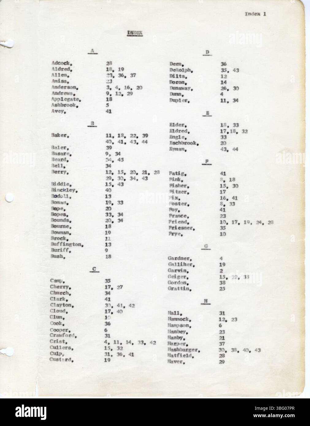 Questa collezione, compilata da D. W. Denton, documenta le iscrizioni del cimitero nella contea di Fairfield, Ohio tra il 1963, compresi numerosi cimiteri come Reid-Stoltz-Saum e Keller. Foto Stock