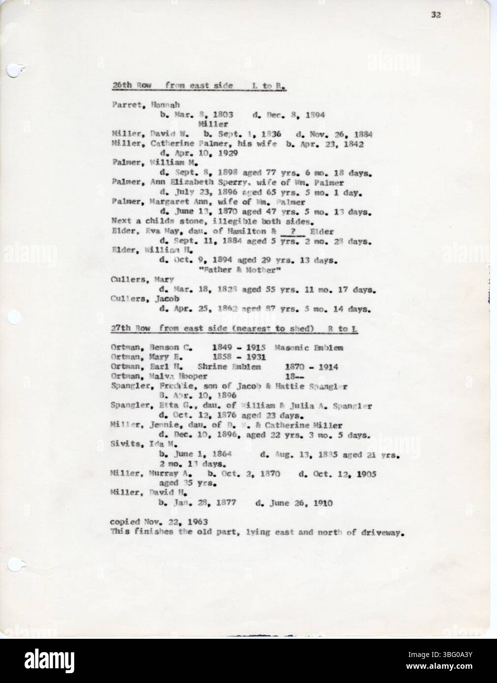 Questa raccolta del 1963 include iscrizioni al cimitero di diversi cimiteri della contea di Fairfield in Ohio, tra cui i cimiteri di Stevenson e Keller. I dischi sono stati compilati da D.W. Denton e fanno parte della prima serie Vital Records of Ohio di The Daughters of the American Revolution. Foto Stock