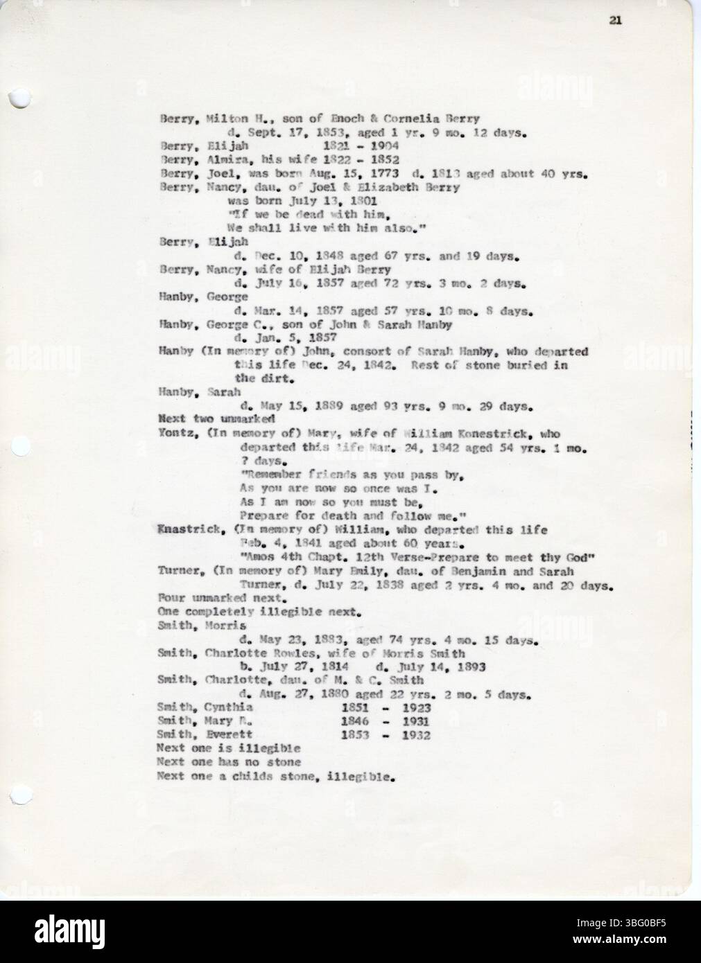 La Cemetery Records 1966 documenta le iscrizioni del cimitero della contea di Fairfield, Ohio, compilate da D. W. Denton. Questo ingresso include cimiteri come il cimitero Reid-Stoltz-Saum nella Richland Township e il piccolo cimitero familiare nella Violet Township. Questi documenti, raccolti tra aprile e dicembre 1963, fanno parte dei primi documenti vitali della serie "le Figlie della Rivoluzione americana" dell'Ohio. Foto Stock