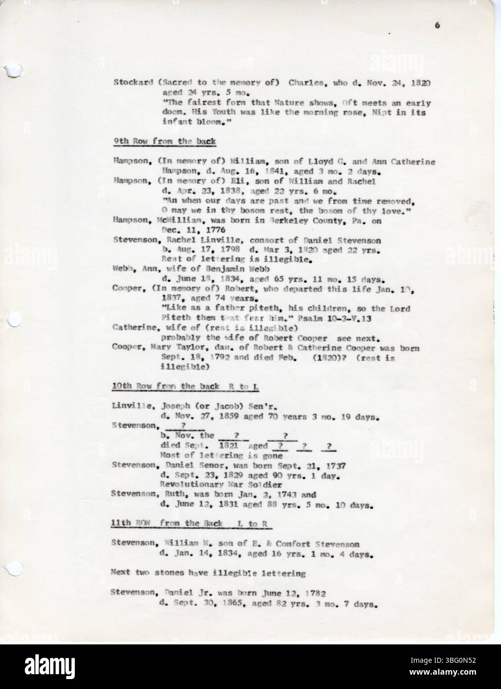 Questa raccolta del 1966, registrata da D. W. Denton, documenta le iscrizioni del cimitero nella contea di Fairfield, Ohio, da aprile a dicembre 1963. I cimiteri coperti includono Keller, Stevenson's, Reid-Stoltz-Saum, New Salem M. E., Methodist Protestant e Small Family. Questi sono situati nelle città di Pleasant, Richland, Walnut e Violet. I dischi fanno parte della serie "Early Vital Records of Ohio" delle Daughters of the American Revolution. Foto Stock